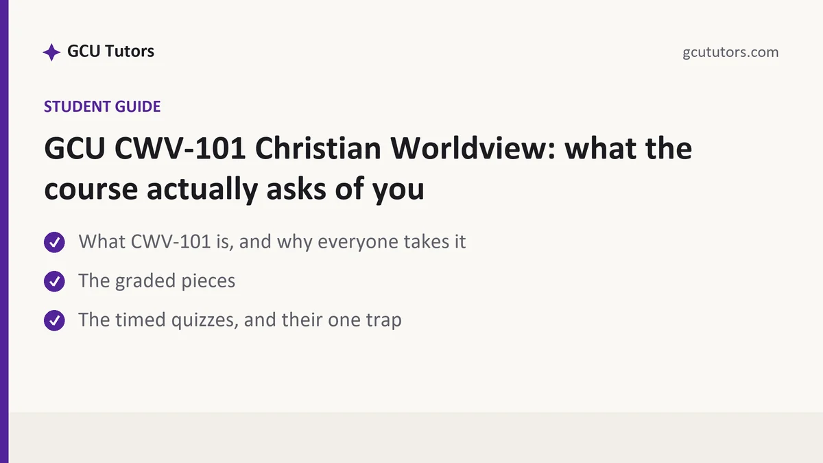 GCU CWV-101 Christian Worldview: what the course actually asks of you, a GCU student guide, from GCU Tutors