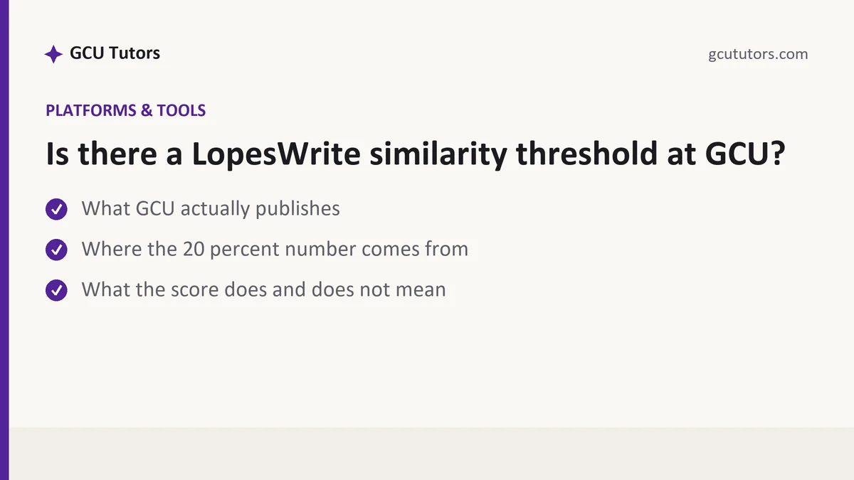 Is there a LopesWrite similarity threshold at GCU?, a GCU student guide, from GCU Tutors
